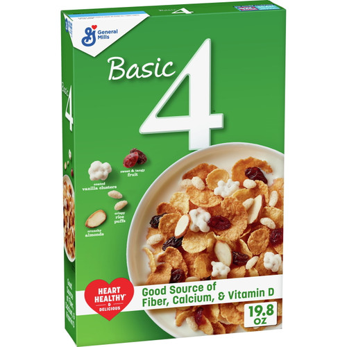 Basic 4 Breakfast Cereal, Multigrain, Dried Fruit, Almonds, Good Source Of Fiber, Family Size, 19.8 Oz