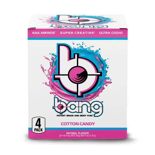 Bang Cotton Candy Energy Drink Zero Carb With Super Creatine, 16 Oz, 4 Pack Cans