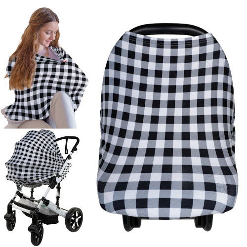Keababies Baby Car Seat Cover, Multi-use Cover, Nursing Cover For Breastfeeding (gingham)