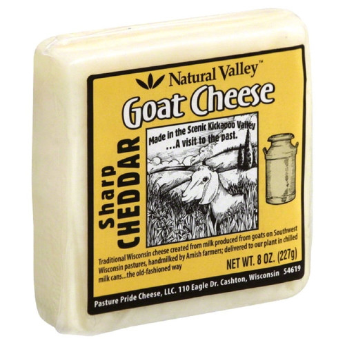 (12 Pack) Natural Valley Sharp Cheddar Goat Cheese, 8oz