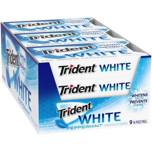 Trident White Sugar-free Peppermint Gum, 16 Piece, 9 Count