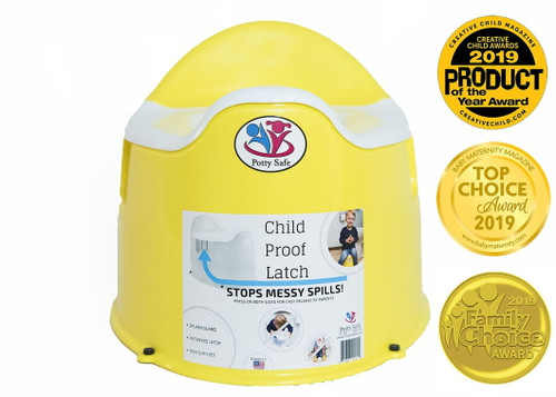 Potty Safe-potty Training Chair W/child Proof Latch; Eliminate Spills; Non-slip Feet; Built In Splash Guard; Made In Usa