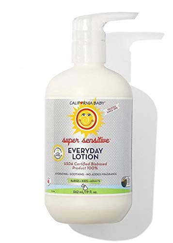 California Baby Super Sensitive Everyday Face And Body Lotion (19 Oz.) Moisturizer For Dry, Sensitive Skin | Post Bath And Diaper Changing | Non-greasy, Fast-absorbing Formula | Fragrance Free
