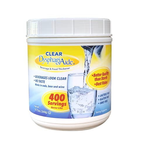Clear Dysphagiaide Thickener Powder - Instant Thickener For Liquids And Foods (19.75 Oz, 400 Serving) - Liquid Thickener, Drink Thickener And Water Thickener (nectar Thick And Honey Thick) (