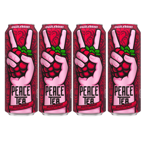 Peace Tea Razzleberry Tea Drinks, 23 Fl Oz. Can- Natural Flavors & No Colors Added Convenient & Portable Ice Tea Drink Beverages Set Of 4