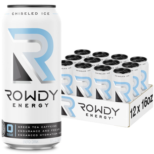 Rowdy Energy, Sugar Free Energy Drink, Chiseled Ice, 16 Fl Oz, 12 Pack
