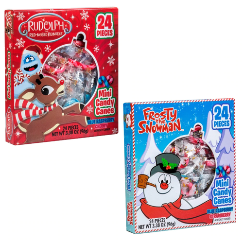 Rudolph The Red-nosed Reindeer And Frosted The Snowman Mini Candy Canes 2pks (20 Cts/pk)