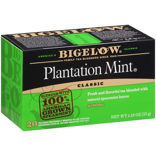 Bigelow Plantation Mint Black Tea Bags 20-count Boxes (pack Of 6), 120 Tea Bags Total. Caffeinated Individual Black Tea Bags, For Hot Tea Or Iced Tea, Drink Plain Or Sweetened With Honey Or Sugar