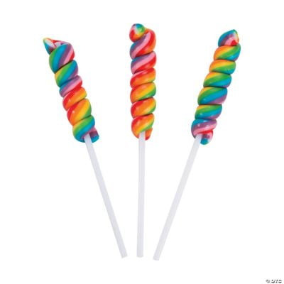 Mini Rainbow Twisty Lollipops, 24 Pieces, Bulk Set Of 24 Individually Wrapped Lollipops, Great For Wedding, Birthday, Events And Christmas