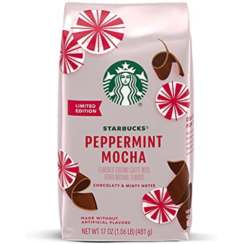 Starbucks Flavored Ground Coffee — Peppermint Mocha — Holiday Limited Edition — 1 Bag (17 Oz)