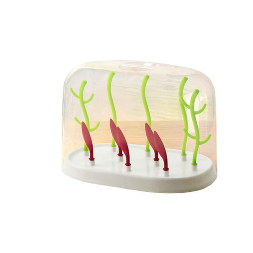 Baby Bottle Drying Rack With Dustproof Cover Baby Bottle Rack Tree Shape Cleaning Dryer Drainer