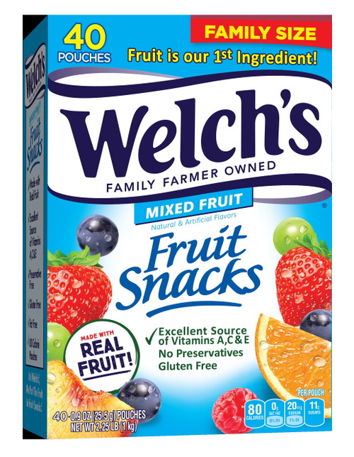 (2 Pack) Welch's Mixed Fruit Snacks Value Pack, 0.9 Oz., 40 Count