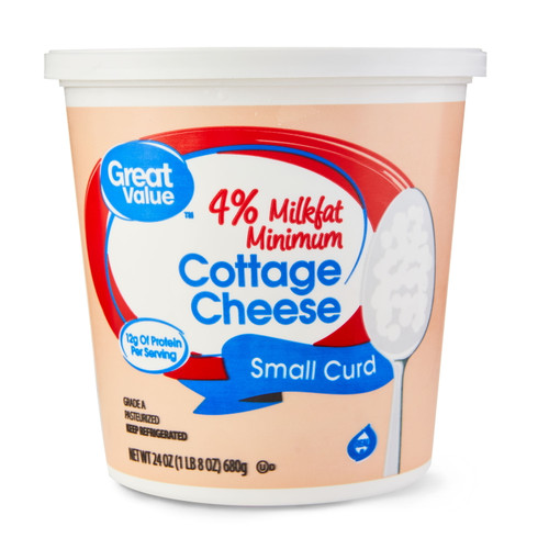 Great Value 4% Milkfat Minimum Small Curd Cottage Cheese, 24 Oz