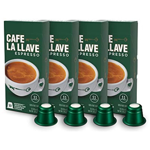 Cafe La Llave Espresso Capsules, Intensity 11-recylable Coffee Pods (40 Count) Compatible With Nespresso Originalline Machines