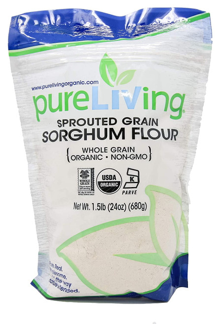Pure Living Sprouted Grain Sorghum Flour Organic -- 1.5 Lb Pack Of 4