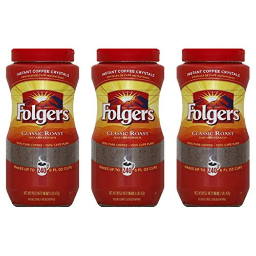 Folgers Classic Roast Instant Coffee Crystals - 16 Oz (pack Of 3)