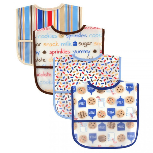 Luvable Friends Baby Boy Waterproof Peva Bibs 4pk, Cookie, One Size