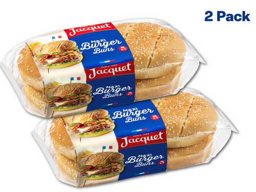 Hamburger Buns, American Classic Burger Buns, Moist And Soft Texture, Kosher Pre-sliced Burger Buns, [2 Pack] 8 Hamburger Rolls Included, 2-3 Day Shipping, Jacquet Bakery Paris