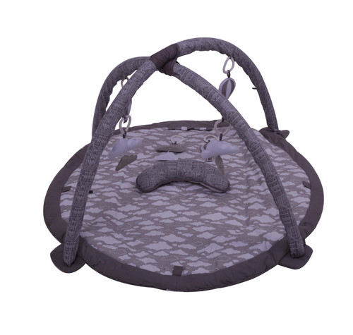 Bacati - Clouds In The City White/grey Baby Play Gym With Mat