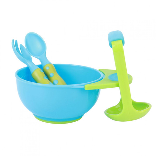 Easy To  Bowl Spoons Set, With Mash Stick 4pcs Baby Food Masher, Food Mash For Baby Blue And Green