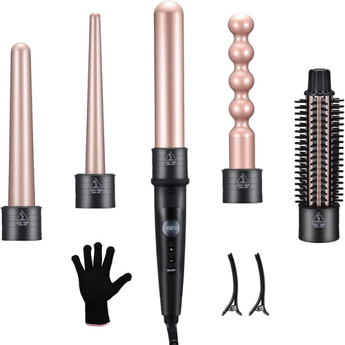 Maxt Curling Iron, 5 In 1 Curling Wand Set With Interchangeable Ceramic Curling Iron Barrels Bubble Wand Curling Iron Hair Curler With Lcd
