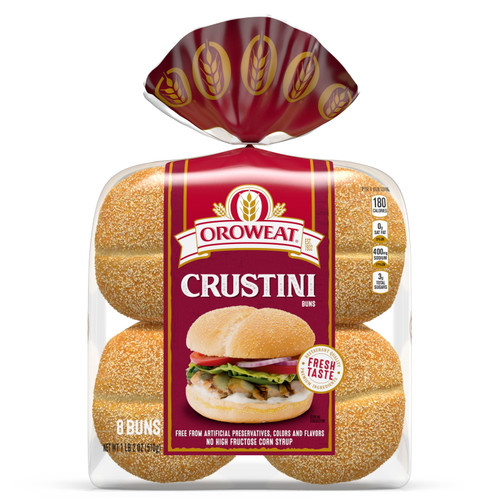 Oroweat Specialty White Crustini Sandwich Roll, 8 Count, 18 Oz