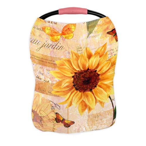 Pkqwtm Vintage Sunflowers Butterflies Toned Scraps Visible Garden Nursing Cover Baby Breastfeeding Infant Feeding Cover Baby Car Seat Cover
