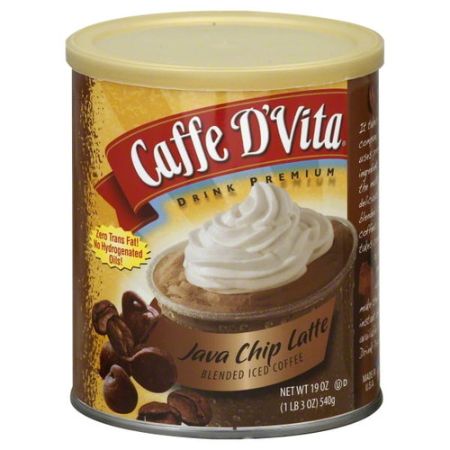 Caffe D'vita Premium Instant Java Chip Latte Blended Iced Coffee, 19 Oz Canister