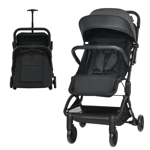 Infans Lightweight Baby Stroller Foldable Travel Stroller For Airplane Black