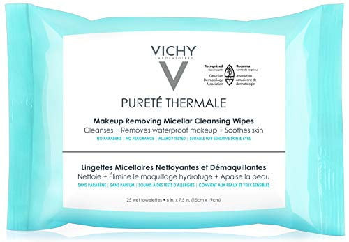 Vichy Purete Thermale 3-in-1 Makeup Remover Wipes With Micellar Cleanser Water & Vitamin E, 1 Pack