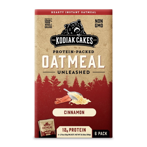 Kodiak Cakes, Oatmeal Unleashed, Cinnamon, 12g Of Protein, 1.76 Oz, 6 Packets