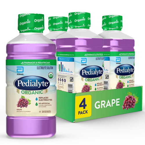 Pedialyte Organic Grape Liquid, Bottle (4 Count)