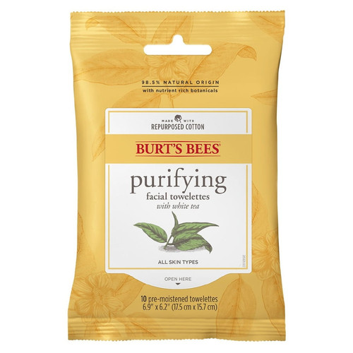Burt's Bees Purifying Facial Cleanser Towelettes And Makeup Remover Wipes White Tea Extract