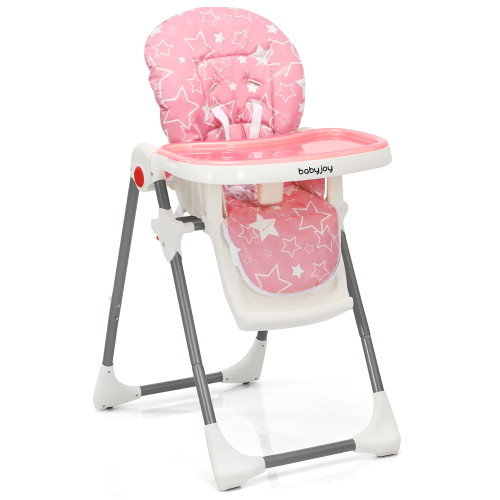 Babyjoy Folding Baby High Chair Dining Chair W/ 6-level Height Adjustment Pink