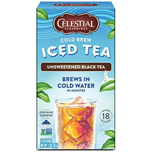 Celestial Seasonings Cold Brew Iced Tea, Unsweetened, Contains Caffeine, 18 Tea Bags (pack Of 2)