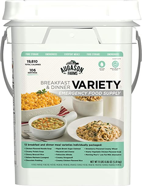 Augason Farms Breakfast And Dinner Variety Pail Emergency Food Supply Everyday Meals 4 Gallon Pail