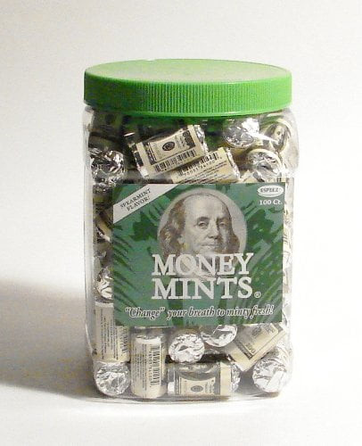 Money Mints-100ct-individually Wrapped Spearmint Breath Mints With Poly Jar