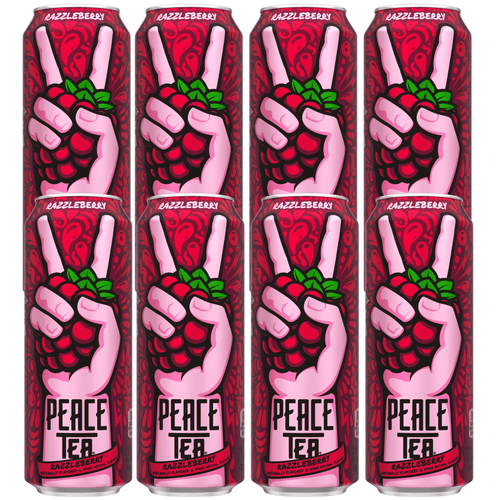 Peace Tea Razzleberry Tea Drinks, 23 Fl Oz. Can- Natural Flavors & No Colors Added Convenient & Portable Ice Tea Drink Beverages Set Of 8