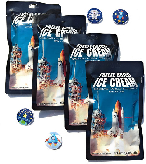 Luvyduvy Freeze Dried Ice Cream Neapolitan Sandwich (vanilla-strawberry-chocolate) And Space Sticker Party Bundle