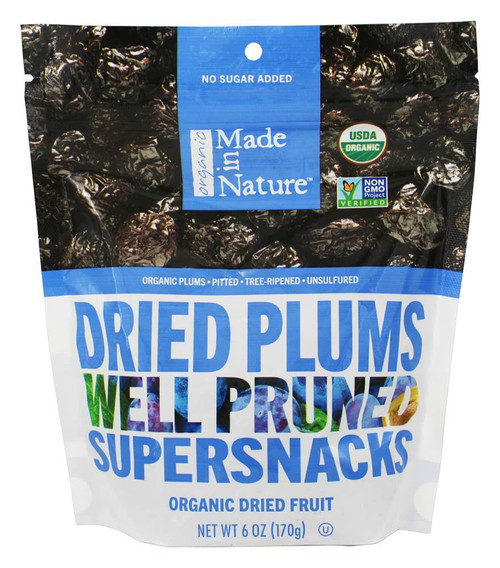 Made In Nature, Organic Dried Plums, Well Pruned Supersnacks, 6 Oz (pack 1)