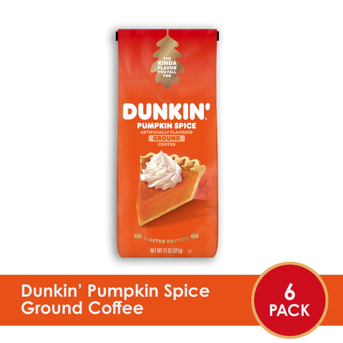 Dunkin' Pumpkin Spice Ground Coffee, 11 Ounce Bag (pack Of 6)