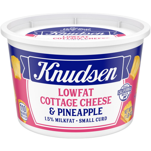 Knudsen Lowfat Small Curd Cottage Cheese & Pineapple With 1.5% Milkfat, 16 Oz Tub