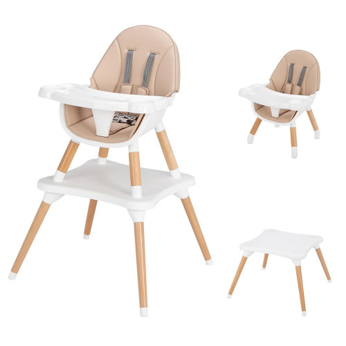 Salonmore Wooden 5-in-1 Baby High Chair Infant Convertible Chair, Beige