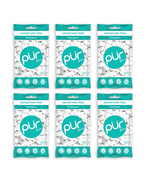 Pur Gum Sugar Free Chewing Gum With Xylitol - Natural Wintergreen Flavor - 55 Pieces (6 Pack)