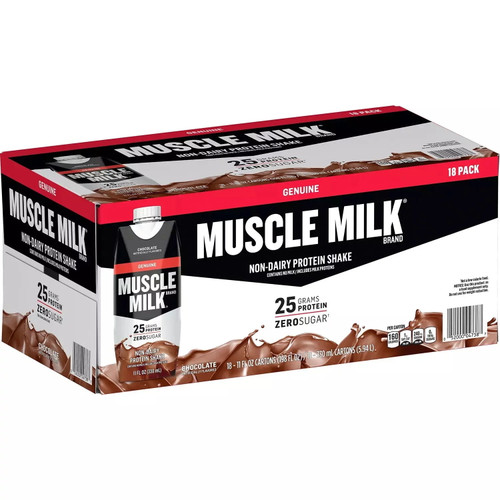 Muscle Milk Genuine Non-diary Protein Shake Chocolate Zero, 11 Fl Oz, 18 Pack