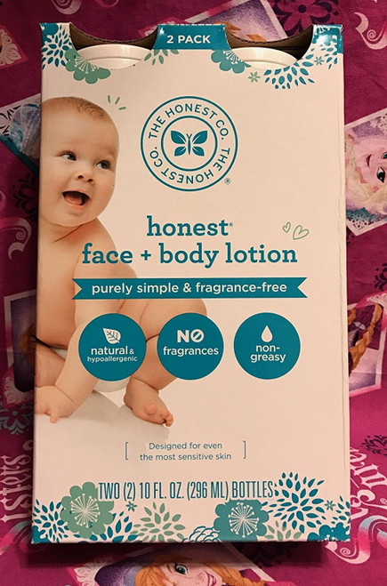 Honest Face + Body Baby Lotion. Fragrance Free, Natural & Hypoallergenic. 10 Fl/296ml Each. Pack Of 2
