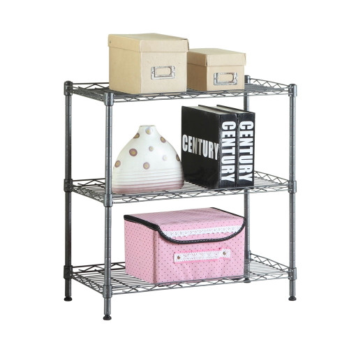 Basics 3-shelf Adjustable, Heavy Duty Storage Shelving Unit (250 Lbs Loading Capacity Per Shelf), Steel Organizer Wire Rack, Black (23.3l X 13.4w X 30h)
