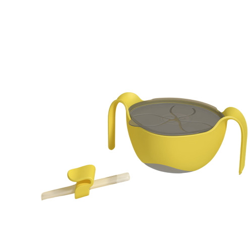 Lieserram Durable Baby Bowl With Detachable Straw, Cover, Snacks Net, Suction Base