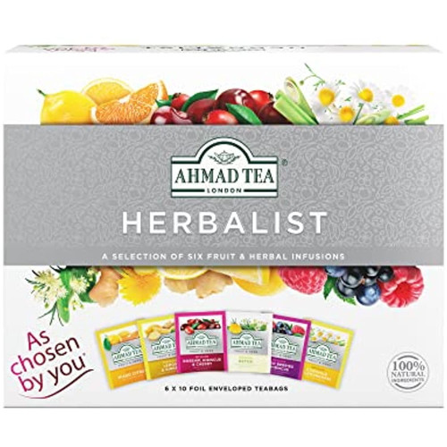 Ahmad Tea Herbalist Variety Gift Box, 60 Foil Enveloped Teabags