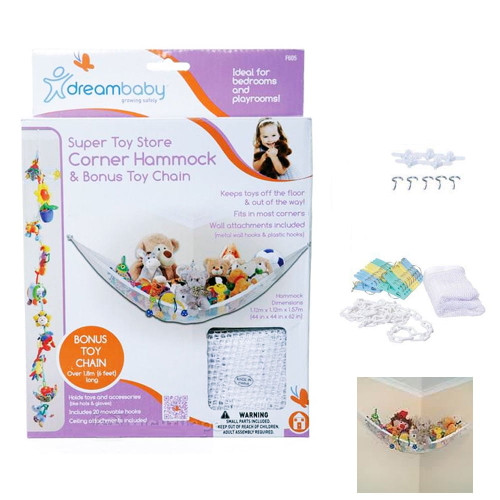 Mesh Toy Hammock Net Organizer Corner Stuffed Animals Baby Kids Hanging Storage